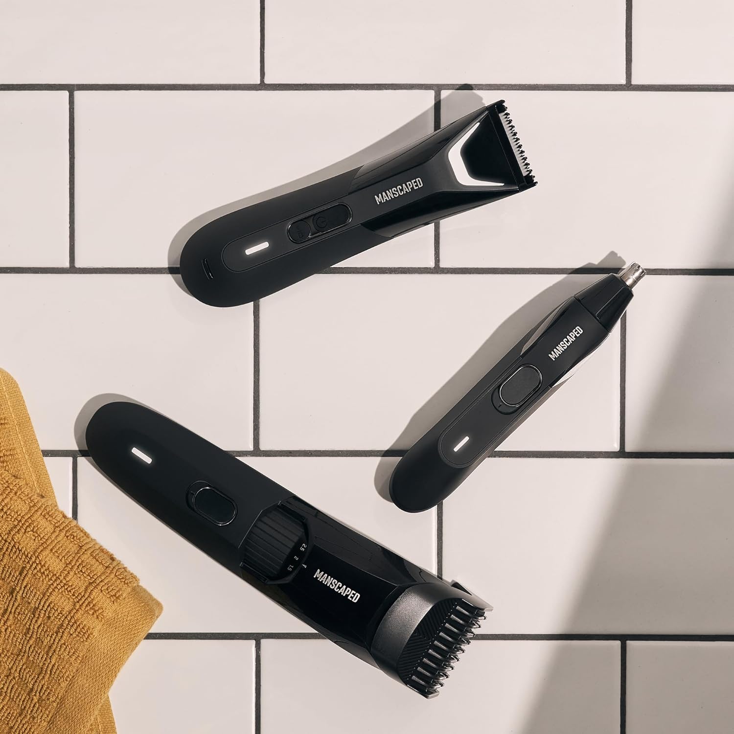 MANSCAPED® Body, Beard & Face Bundle 5.0 - The Lawn Mower® 5.0 Ultra Groin & Body Hair Groomer, The Beard Hedger® Premium Trimmer, Weed Whacker® 2.0 Nose & Ear Hair Razor, The Shed Toiletry Bag