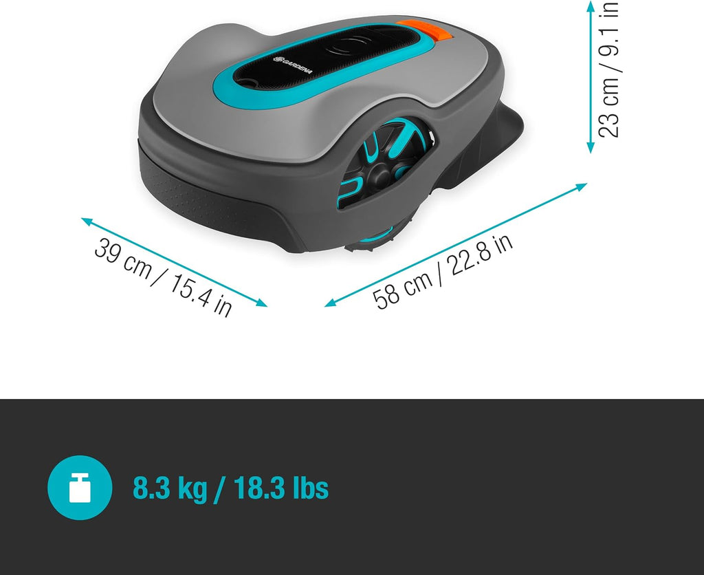 GARDENA 15101-20 SILENO Life - Automatic Robotic Lawn Mower, with Bluetooth app and Boundary Wire, one of The quietest in its Class, for lawns up to 8100 Sq Ft, Made in Europe, Grey