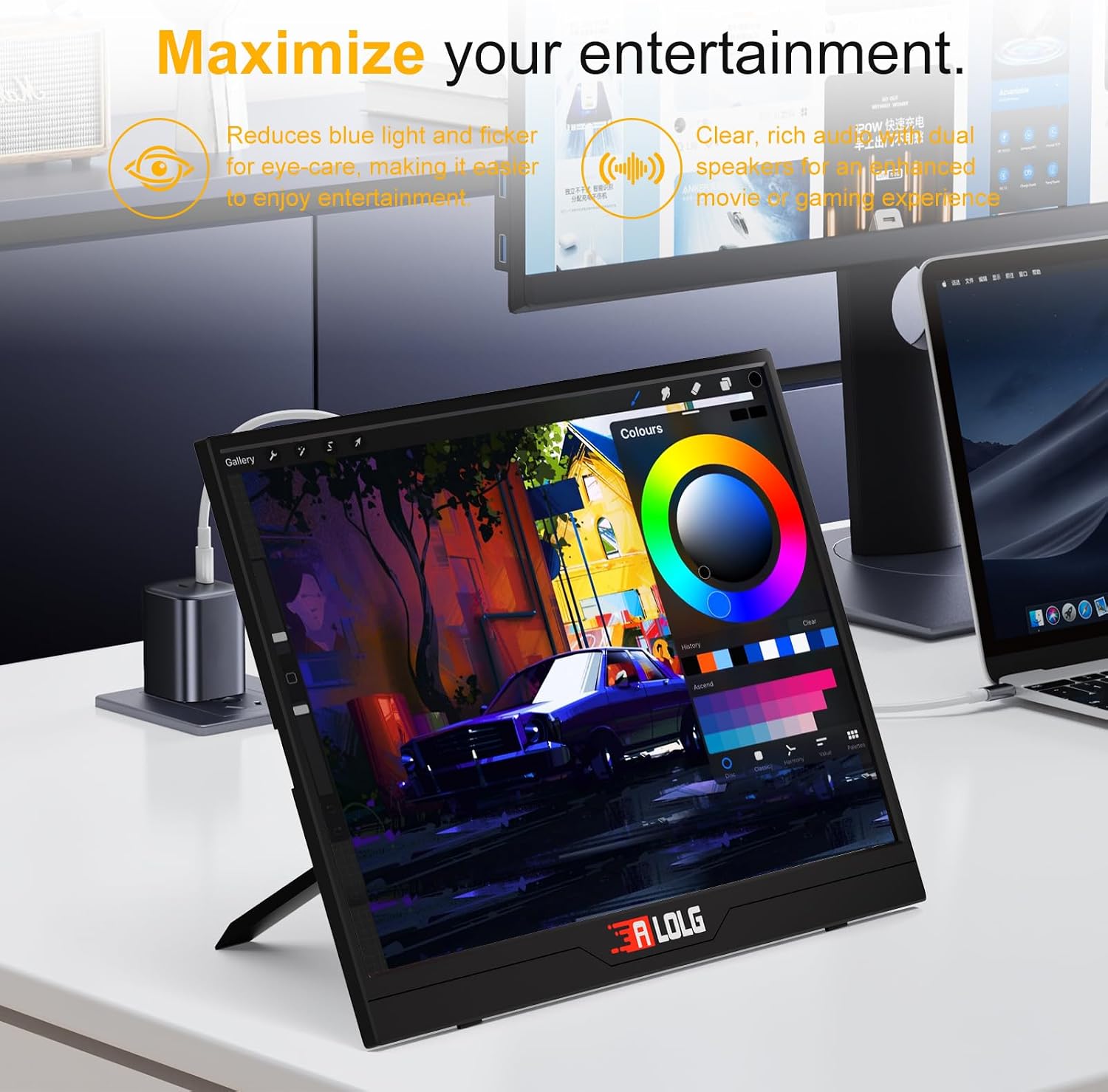 144Hz 16' Portable Monitor,1920×1200 FHD IPS Plug&Play Second External Monitor with USB-C Mini HDMI Port,Second Screen Compatible with PC Phone Mac Xbox PS4/5-Z8