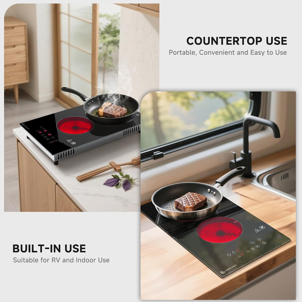 AMZCHEF 2-Burner-Electric-Cooktop & AMZCHEF Portable Induction Cooktop