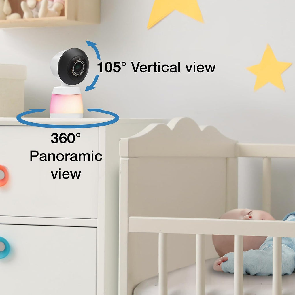 VTech Smart HD Plus Twin 2-Camera Smart WiFi Baby Monitor – 2K Cameras, 5.5' HD Split-Screen, 24X Zoom, Free App, Multi-Color Night Light