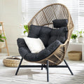 Bme Heavy Duty 500 Lbs Capacity Wicker Egg Chair for Outside & Indoor, UV 2000 Hours Material with Flame Retardant Tested Cushion, Durable Against Water, Weather, Black Base