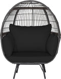 Giantex Oversized Wicker Egg Chair, Outdoor & Indoor Hammock Chair with Thick Cushions, 2-Person PE Rattan Lounge Chair Swing Chair for Patio, Backyard,Porch, 450 LBS Weight Capacity (Black)