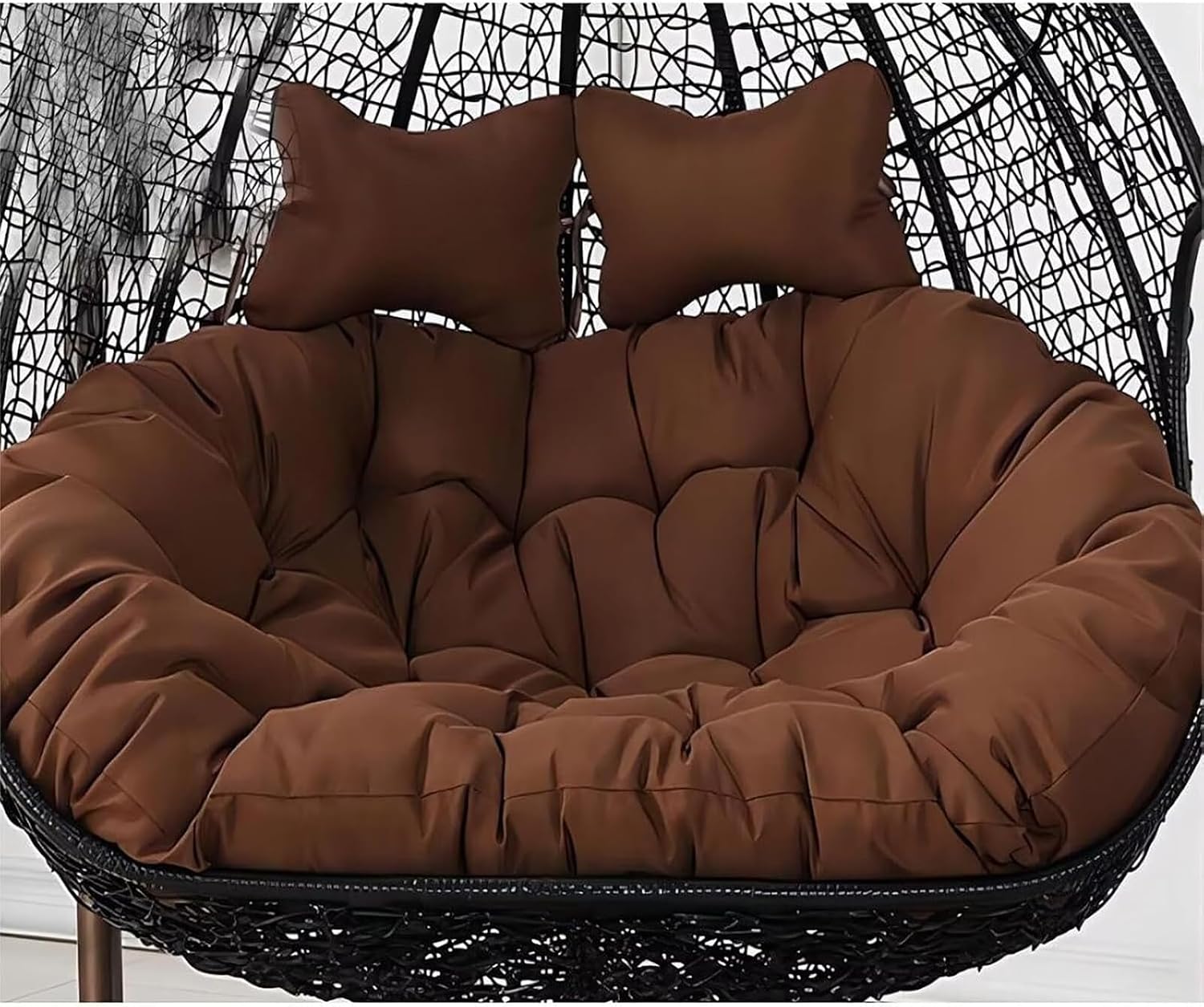Double Egg Chair Cushion, 2 Seater Egg Chair Swing Cushion Outdoor, Washable and Waterproof Hanging Egg Chair Cushions Replacement, Large Single Chair Pads Nest Shaped Seat Cushions(F)