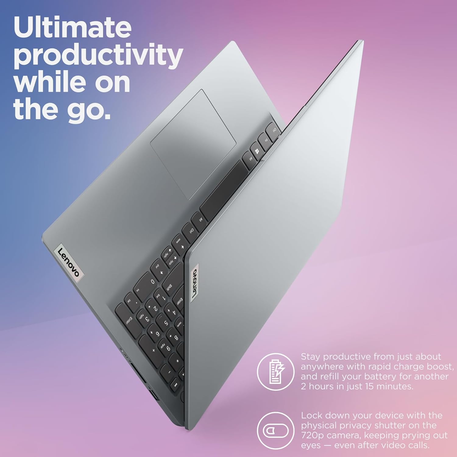 Lenovo 2026 Laptop Computers for Student, 15.6' FHD, Intel N4000 Processor, Copilot AI, 8GB DDR4 RAM, 128GB PCIe SSD, WiFi6, Type-C, Webcam, Numeric Keypad, Long Battery, Portable Design, Cloud Grey