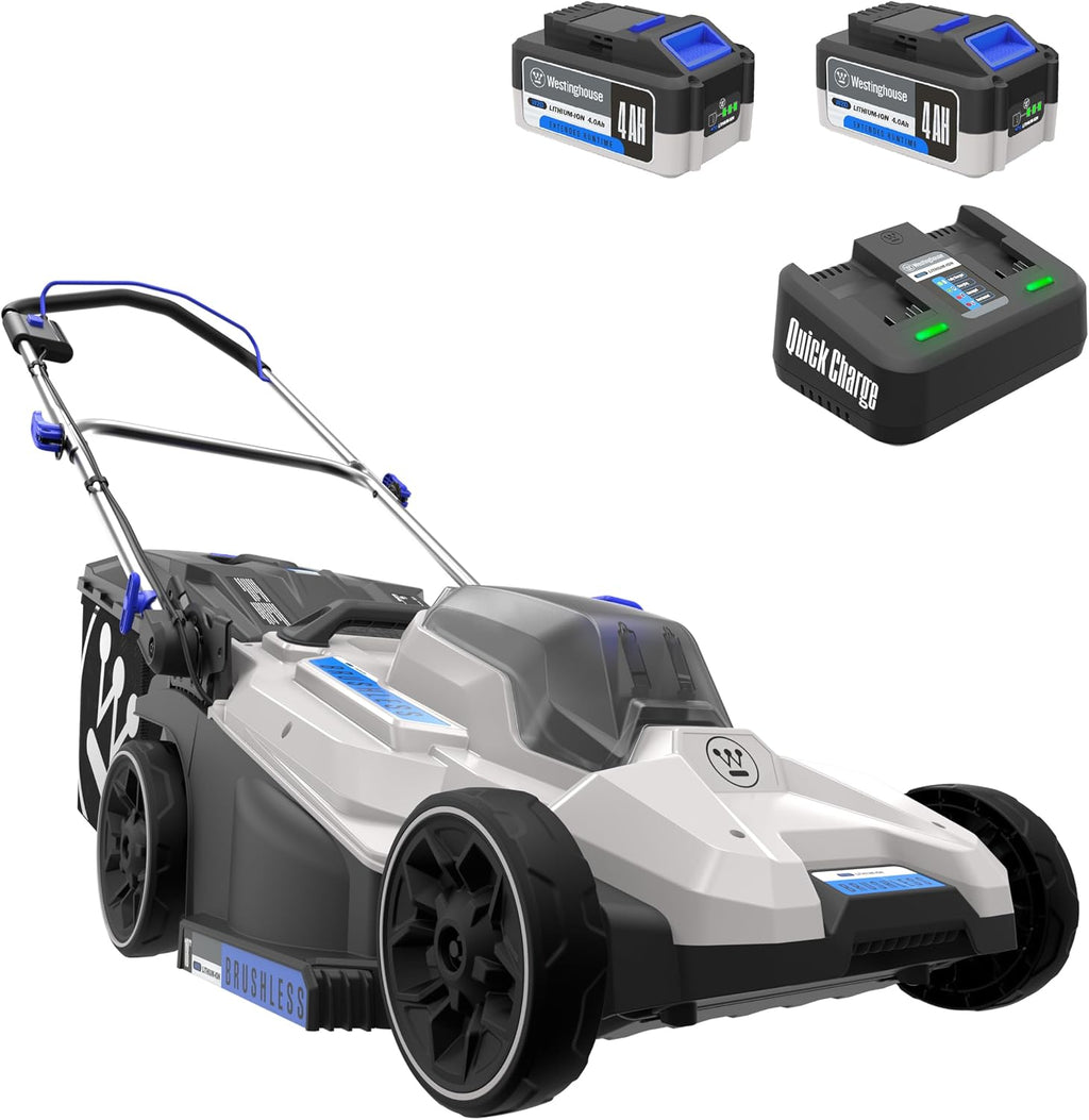 Westinghouse 40V 18 Inch Brushless Cordless (Push) Lawn Mower, 6 Height Positions, 2 4.0Ah Batteries and Charger Included