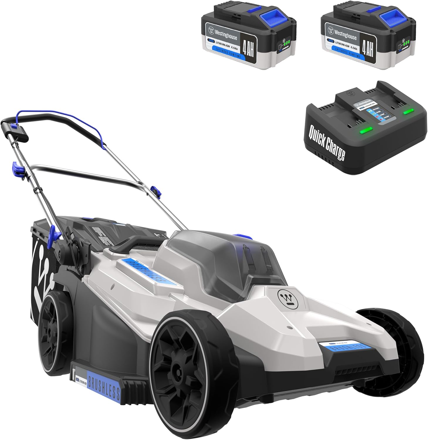 Westinghouse 40V 18 Inch Brushless Cordless (Push) Lawn Mower, 6 Height Positions, 2 4.0Ah Batteries and Charger Included