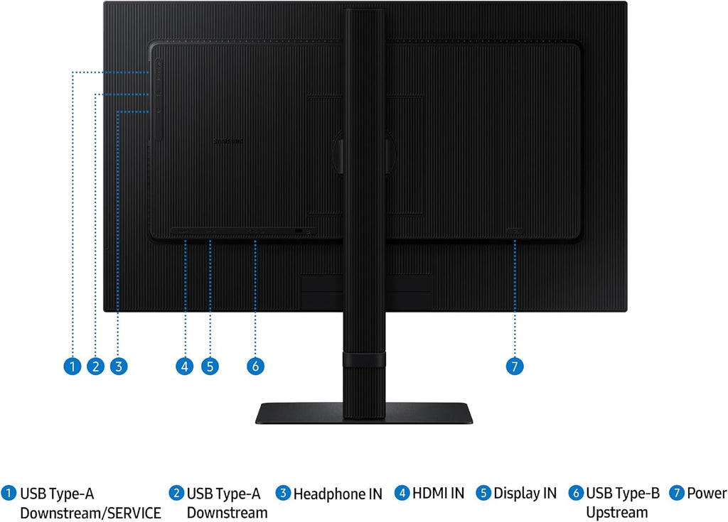 SAMSUNG 24' ViewFinity S6 (S60D) Series QHD High Resolution Computer Monitor, 100Hz, HDR10, Multiple Ports w/ HDMI, DisplayPort, USB-A, Easy Setup, Height Adjustable Stand, LS24D606EANXZA, 2024