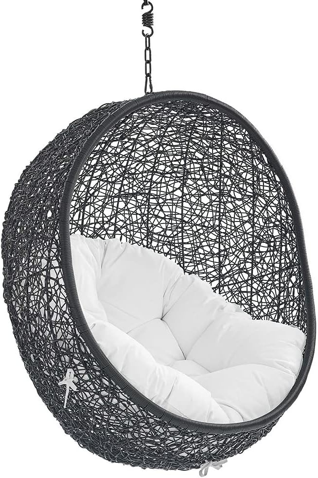 Modway EEI-3636-BLK-WHI Encase Swing Outdoor Patio Lounge Chair Without Stand, Black White, 43.5 x 40 x 125.5