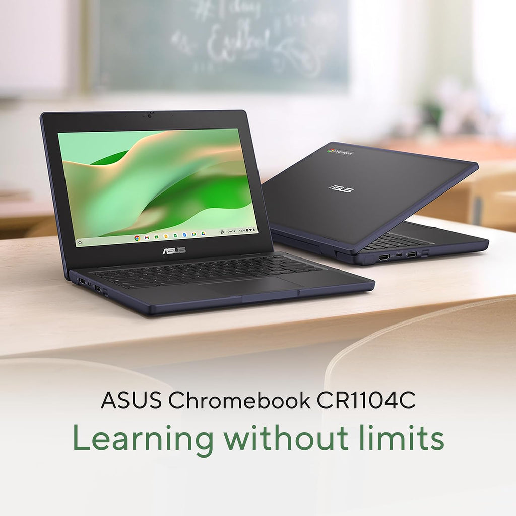 ASUS Chromebook CR11 Ruggedized Laptop, 11.6' Display, Intel Processor N100 Processor, 4GB RAM, 64GB eMMC Storage, Antimicrobial Guard, Spill-Resistant Keyboard, Mineral Grey, CR1104CGA-AS44