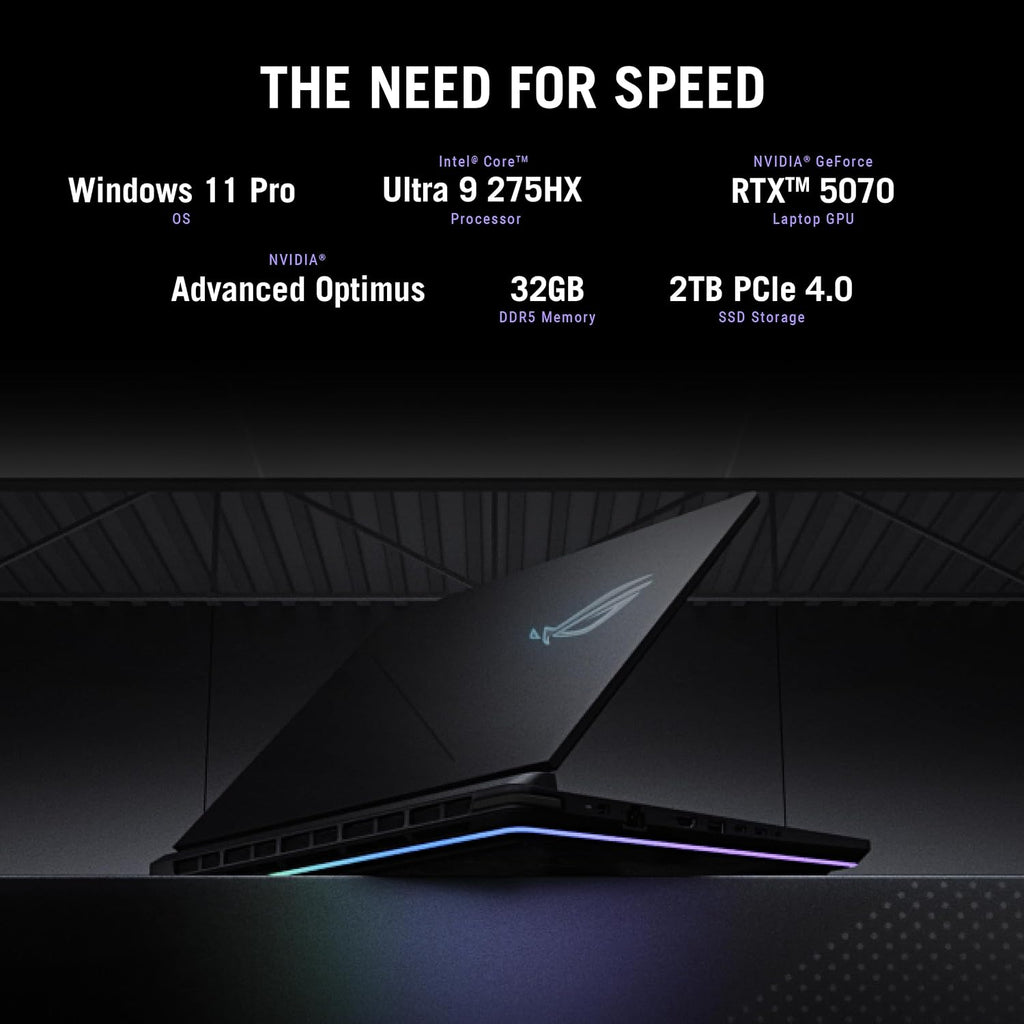 ASUS ROG Strix G16 (2025) Gaming Laptop, 16' ROG Nebula Display 16:10 2.5K 240Hz/3ms, NVIDIA® GeForce RTX™ 5070 Laptop GPU, Intel® Core™ Ultra 9 275HX, 32GB DDR5, 2TB Gen 4 SSD, Wi-Fi 7, Win 11 Pro