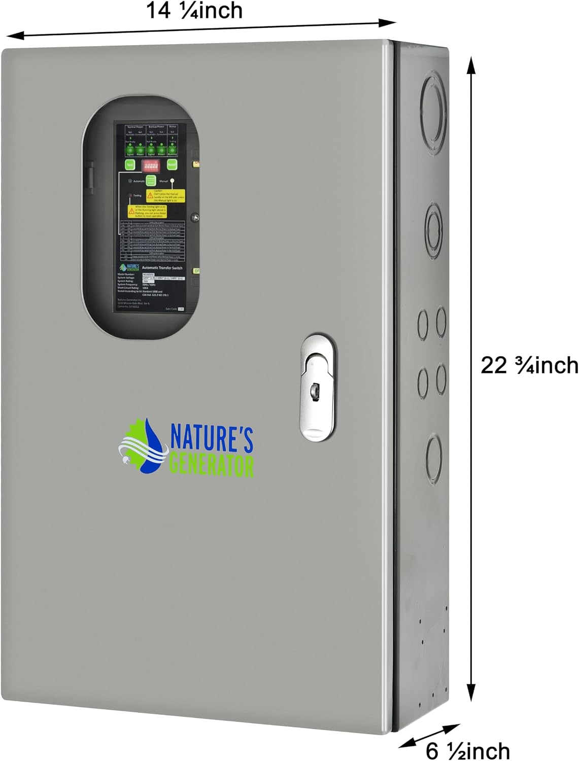 Nature's Generator Pre-Wired 120V/240V 30A 8 Circuits Automatic Transfer Switch UL Approved