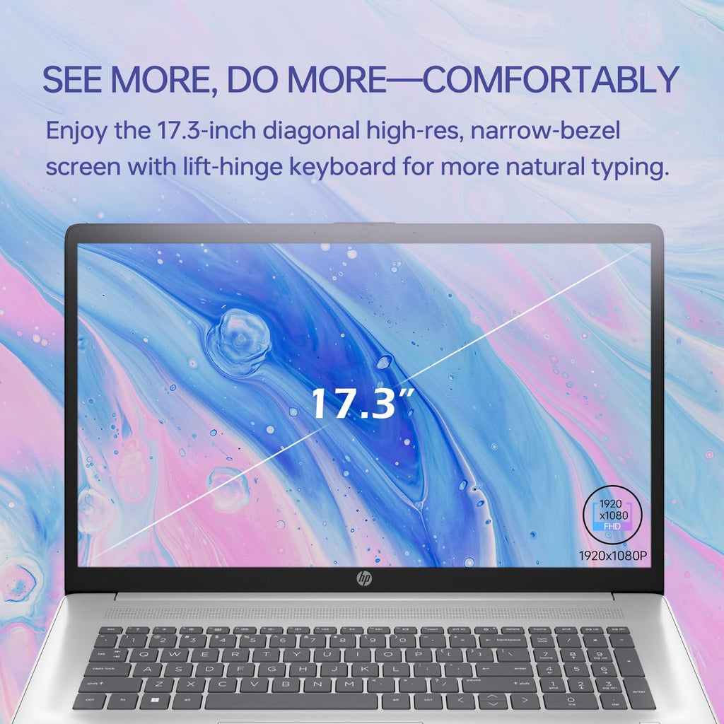 HP Essential 17 Laptop for Productivity & Daily Work, 17.3' FHD Display, Intel Core i7-1355U Performance, 16GB RAM, 1TB SSD, Webcam, USB-C, HDMI, Wi-Fi 6, Windows 11 Home, Silver