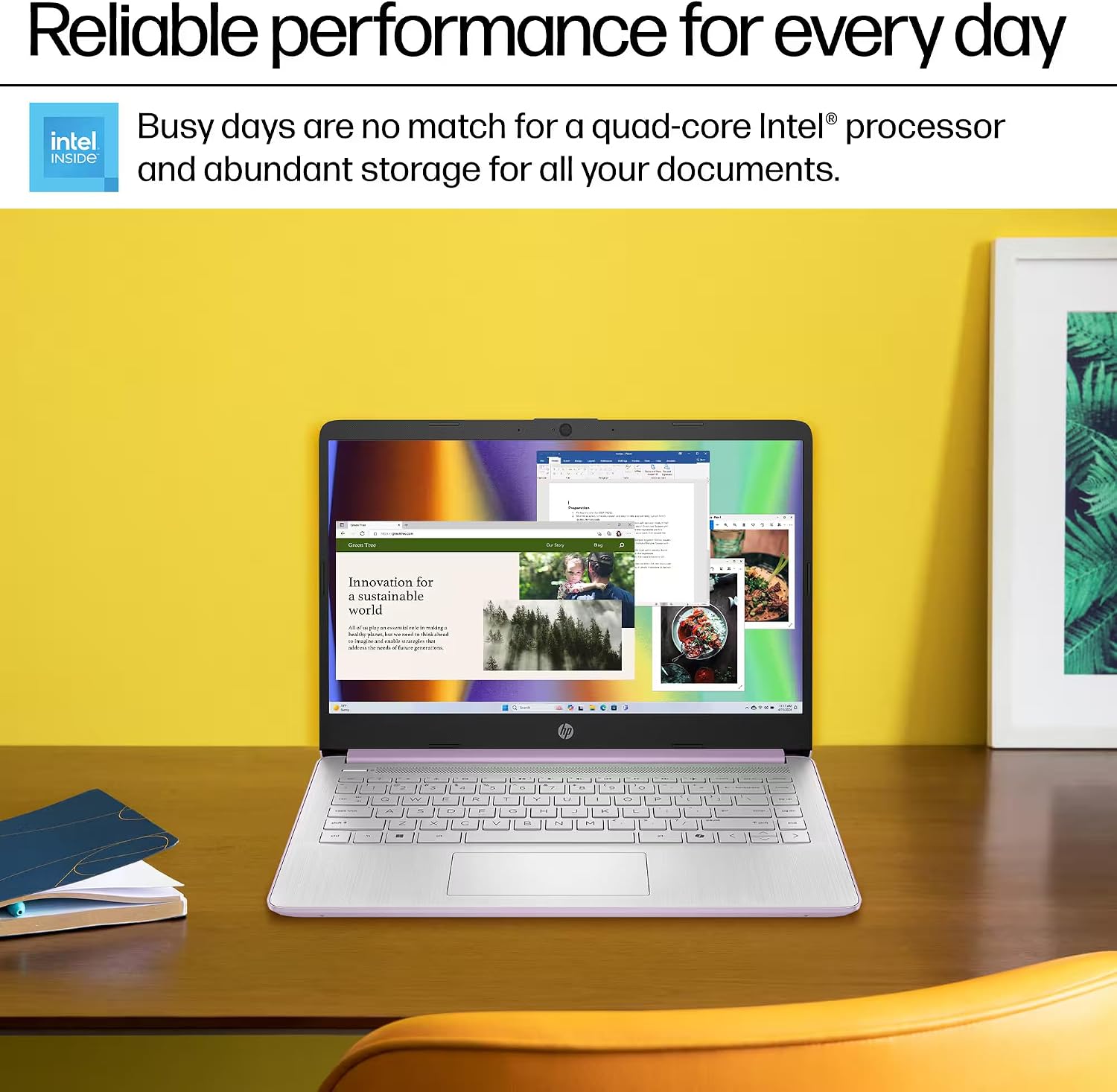 HP 14' Laptop Computer 2025-2026 Business Student, Copilot AI, Lifetime Office, 4-Core Intel CPU, 8GB RAM, 628GB Storage (128GB UFS +500GB Ext) Wi-Fi 6, 10+ Hrs, MarxsolAccessory, Win 11 Pro, Lavender