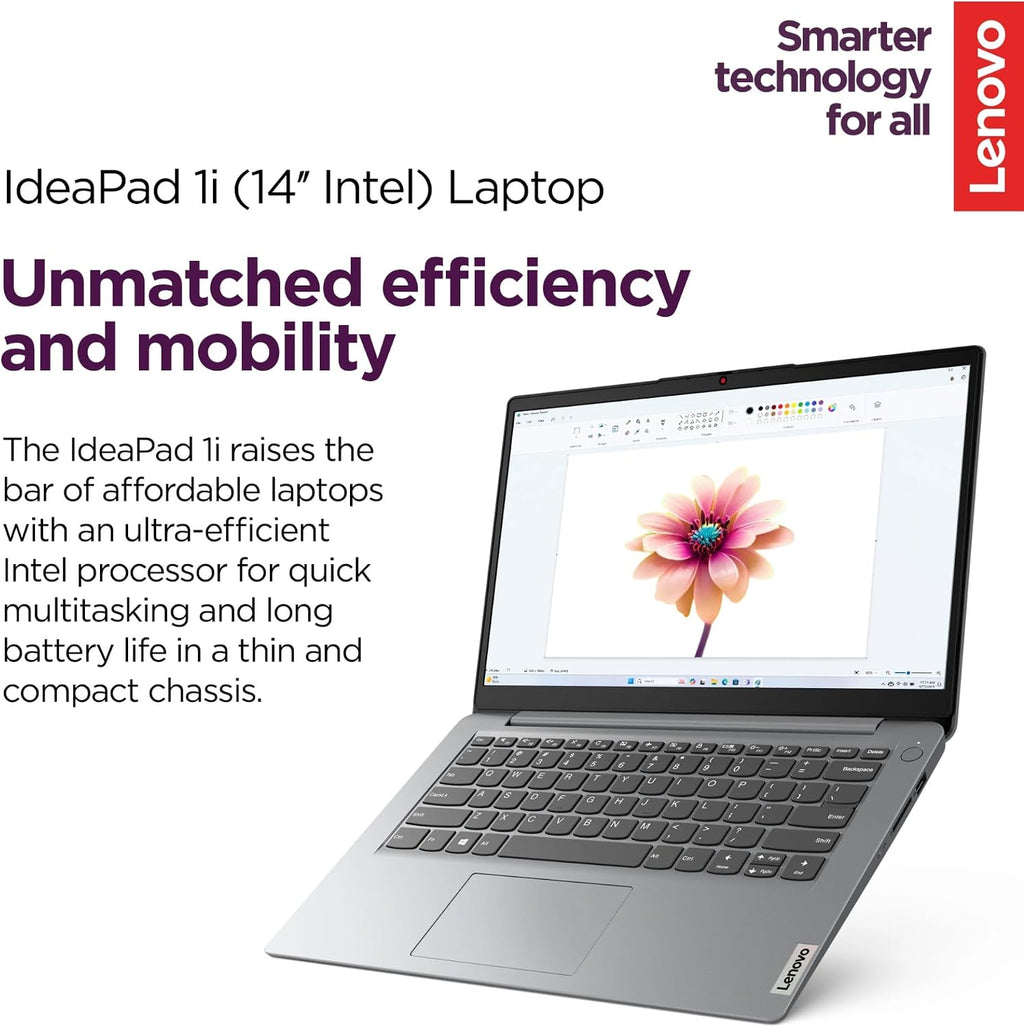 Lenovo IdeaPad 1i Laptop with Microsoft 365 Home and Business • 20GB RAM • 512GB SSD • Intel Core • 14 Anti-Glare Screen • WiFi-6 • 11HR Battery • Windows 11 • W/O Earbuds