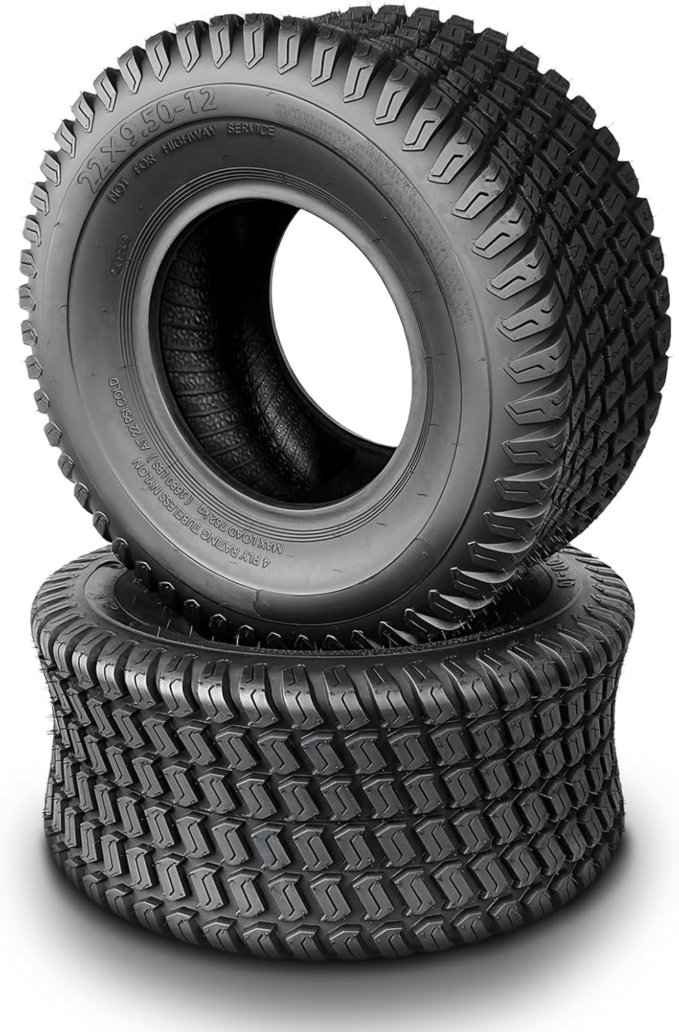 TRIPOWER 22x9.50-12 Lawn Mower Tires - 22x9.5x12 Turf Tire for Riding Mower Golf Cart and Lawn Garden Tractor, Durable, 4PR Tubeless, 1680lbs Capacity, Set of 2