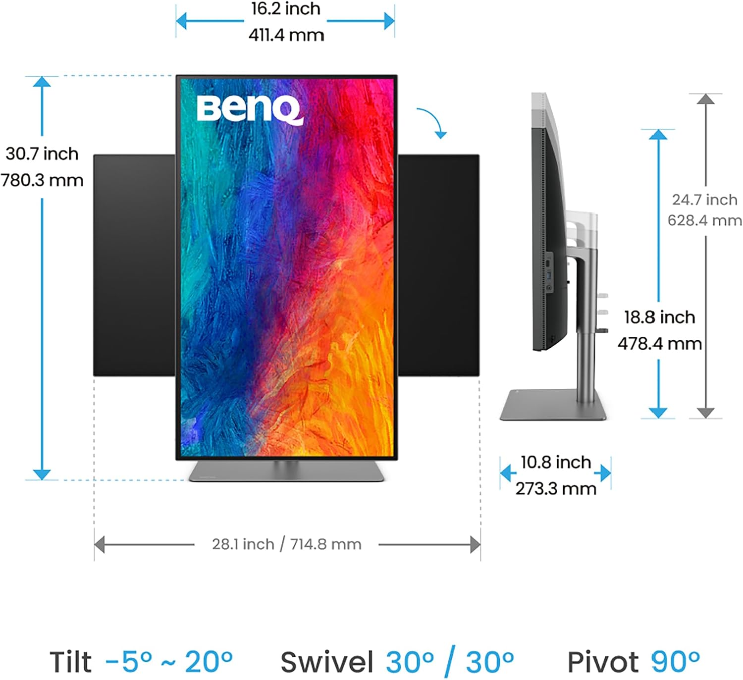 BenQ PD3225U 32 Inch 4K IPS Black UHD Thunderbolt Monitor for MacBook, AQCOLOR, 98% P3, 100% sRGB & Rec.709, DeltaE ≤2, Uniformity, Factory Calibration, USB-C 85W, USB Hub, Daisy Chain, KVM Switch