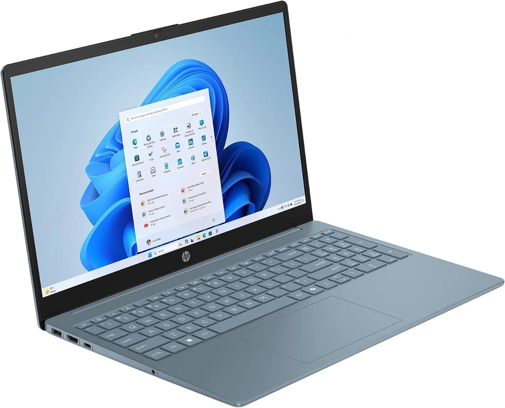 HP 15.6' Portable Laptop (Include 1 Year Microsoft 365), HD Display, Intel Quad-Core N200 Processor, 16GB RAM, 128GB Storage, Wi-Fi 6, Webcam, HDMI, Numeric Keypad, Windows 11 Home, Moonlight Blu