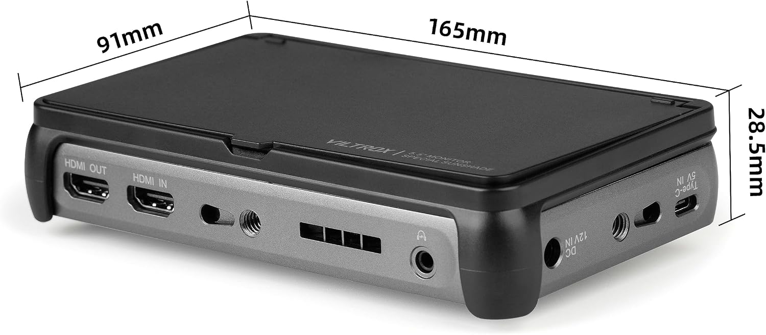VILTROX 5.5 Inch 1200nits 4Kp30 HDMI Video Field Monitor, 10bit HDR Daylight Viewable 1920 x 1080 Portable Monitor Recorder, Hot Shoe Mount, Battery, Sunshine Hood