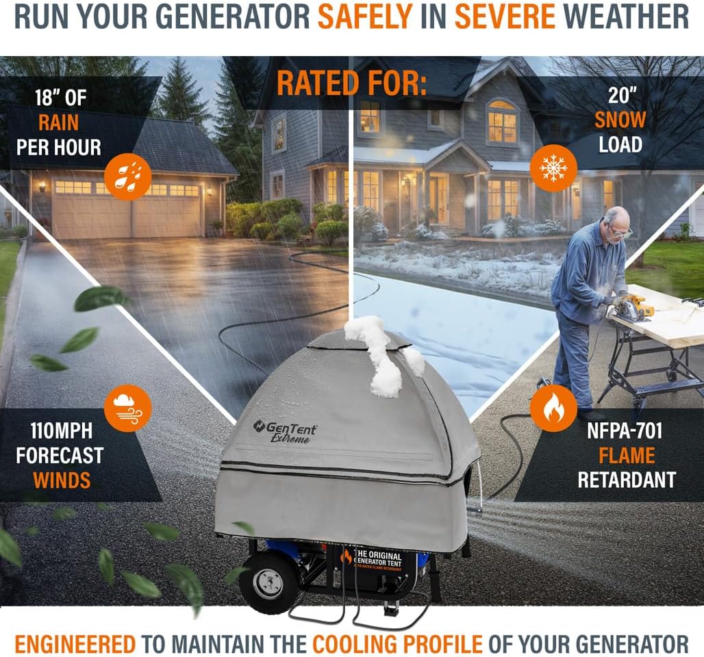 GenTent Open Frame Running Cover – Universal Kit Generator Tent (Gray, Original - Extreme)