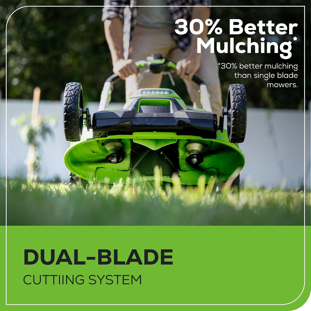 Greenworks 60V 25' Self-Propelled Cordless Lawn Mower – 2 x 4.0Ah Batteries & Fast Charger(75+ Tool Compatibility, 80Min Runtime)