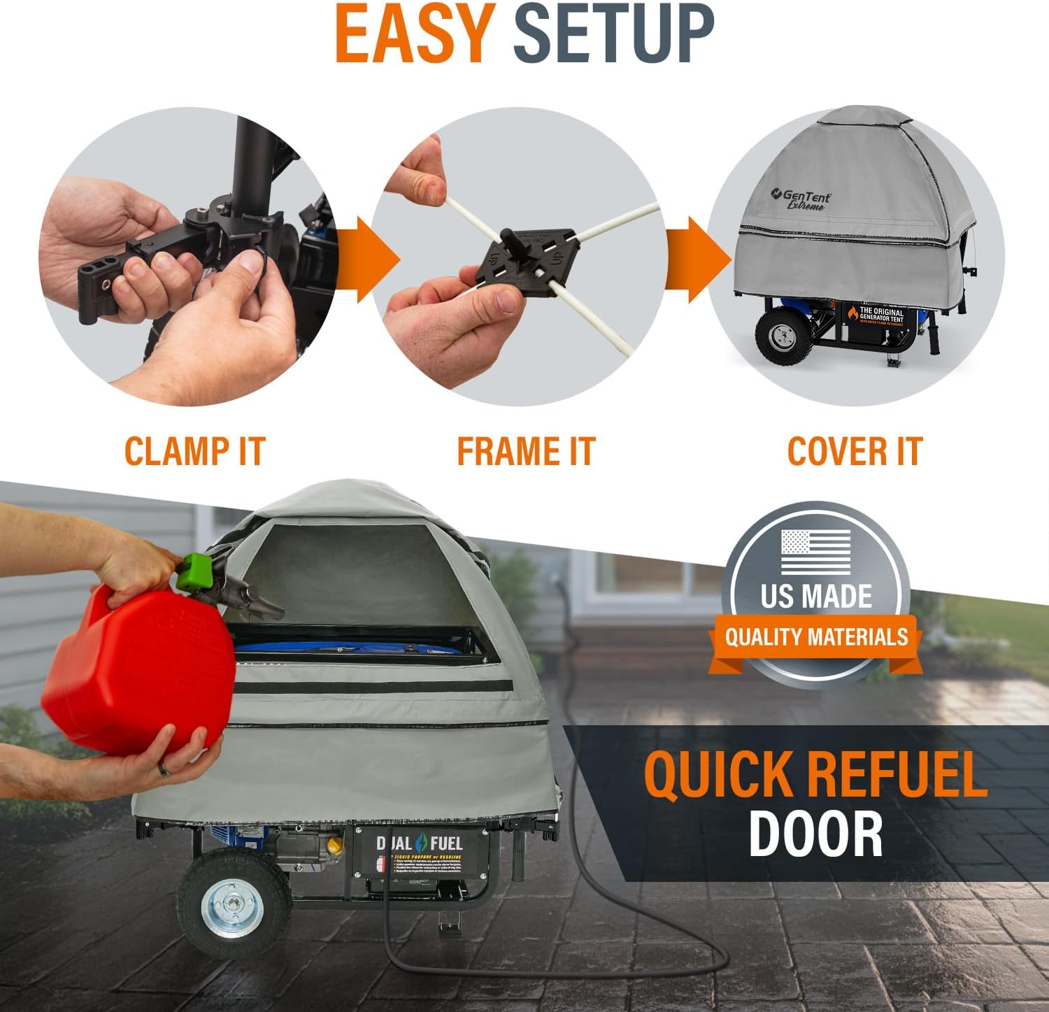 GenTent Open Frame Running Cover – Universal Kit Generator Tent (Gray, Original - Extreme)