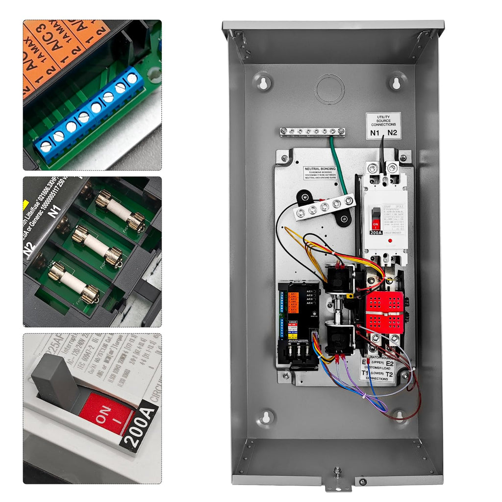 200 Amp Automatic Transfer Switch w/Power Management Replacement for Generac RXSW200A3 Single Phase Transfer Switch NEMA 3R 8-24KW Outdoor Rated Aluminum Enclosure for Indoor and Outdoor Use