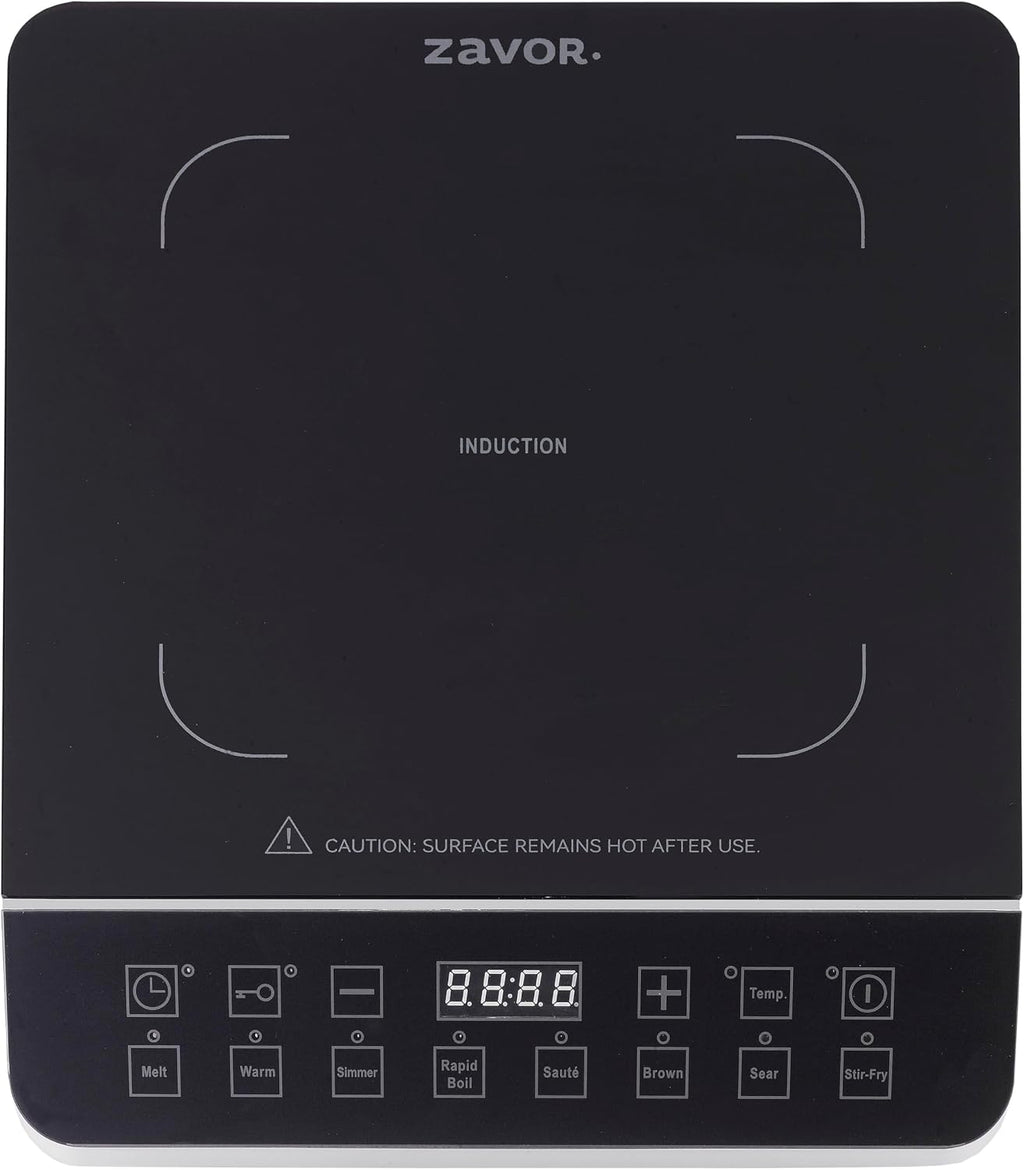 Zavor Onyx Induction Cooktop, Electric Burner with 8 Quick Launch Buttons, Energy-Efficient Burners for Cooking up to 50% Faster, Cool Touch Surface, Safety Lock, Slanted Panel, 180 Minutes Timer
