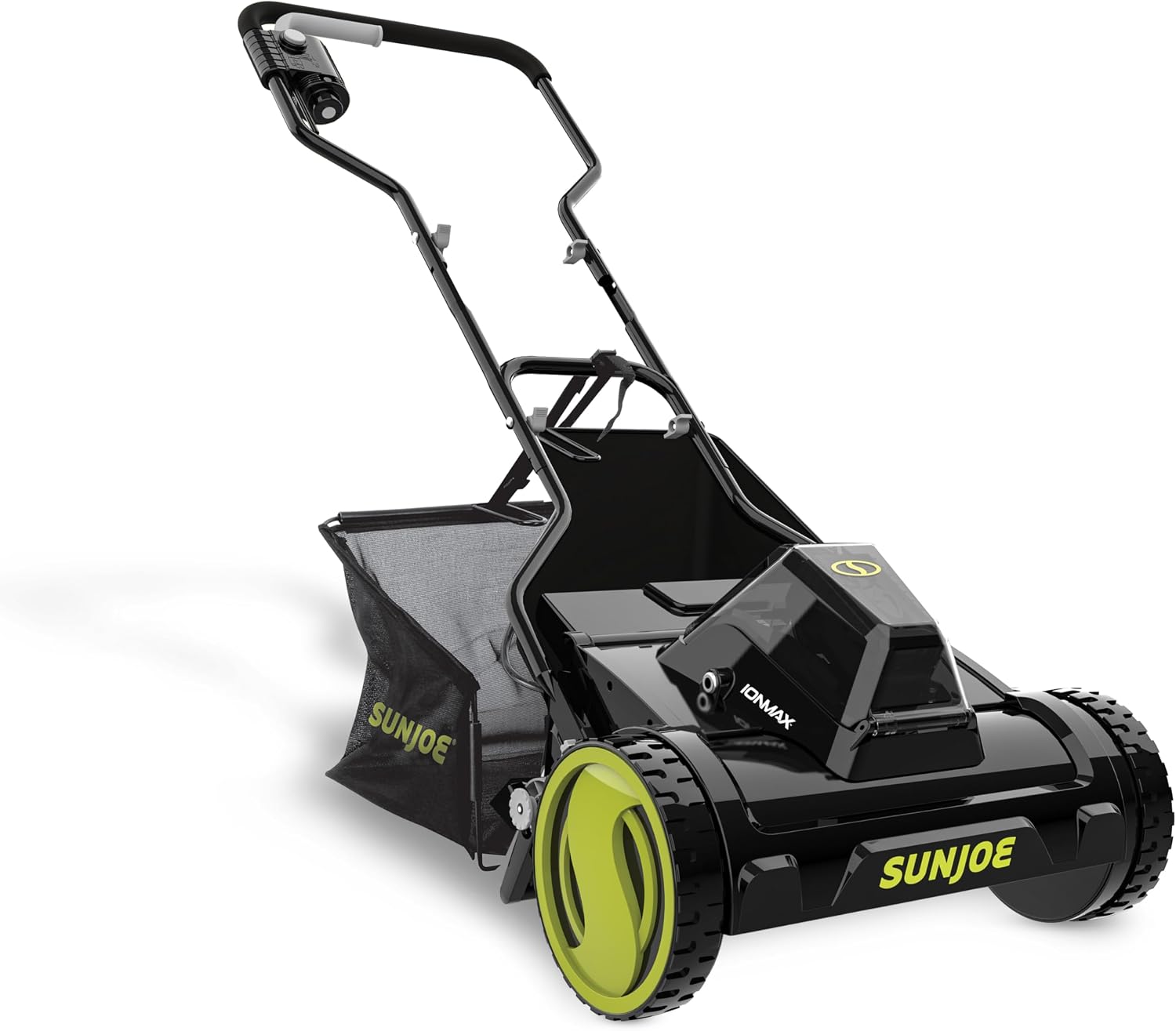 Sun Joe Cordless Electric Push Lawn Mower with 11.9-Gal Bag, 15-Inch Cutting Width, 360W Motor - Heavy-Duty Yard Trimmer for Gardening Care and Maintenance, IONMAX 24V-CRLM15