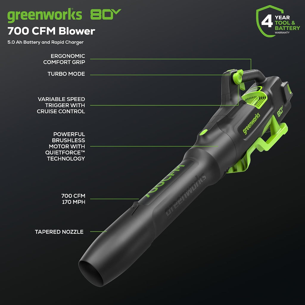 Greenworks 80V 21' Push Lawn Mower + Blower (Gen 2), 5.0Ah Battery