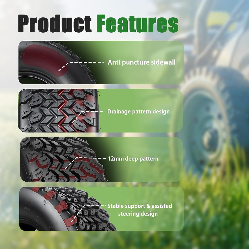 TRIPOWER 22x11.00-10 Golf Cart Tires - 22x11x10 DOT Street Tires for Golf Cart EZGO Club Car, All Terrain, 6PR Tubeless, 1270lbs Capacity, Set of 2