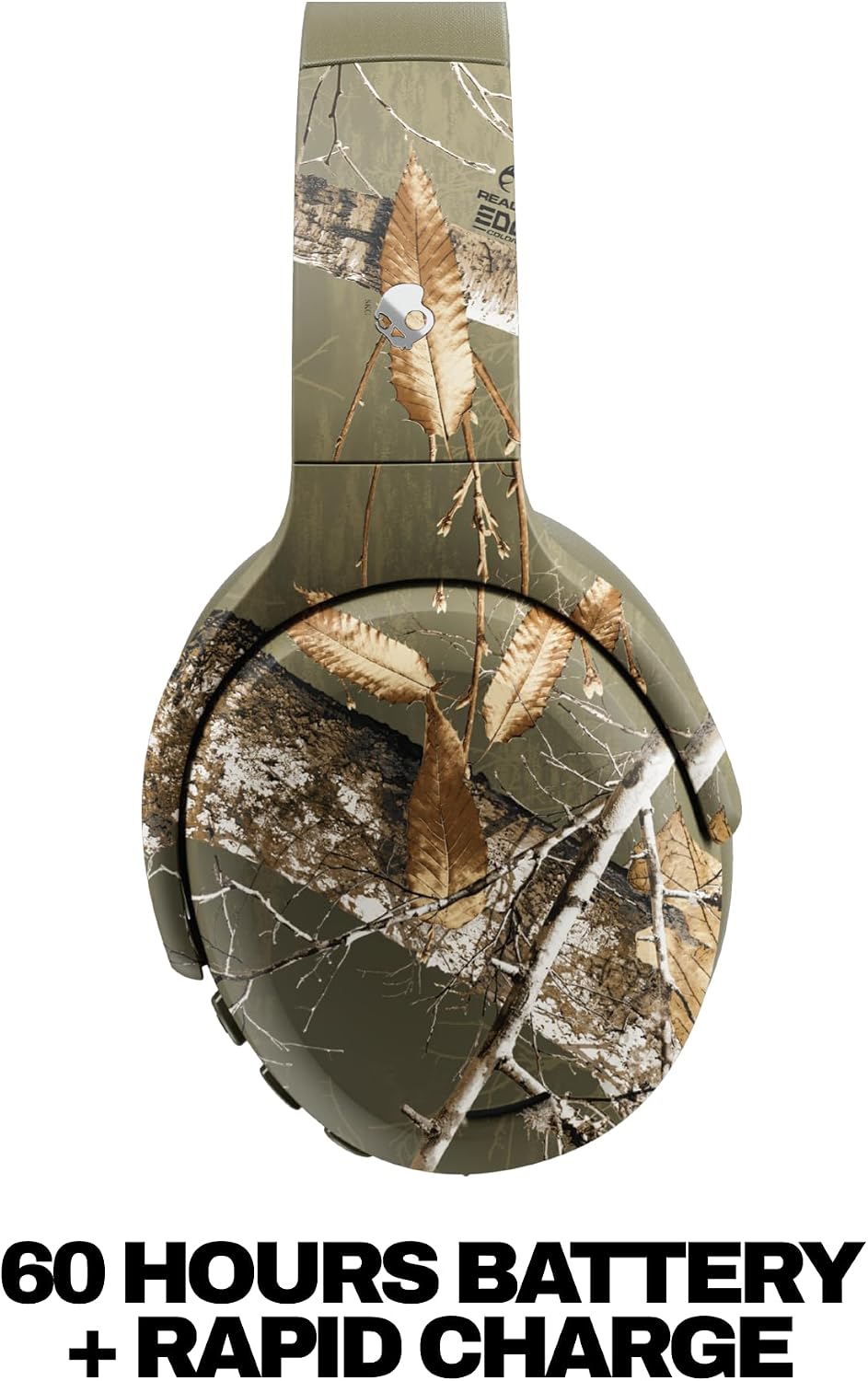 Skullcandy Crusher ANC 2 Wireless Over-Ear Bluetooth Headphones with Multi-Sensory Bass, Active Noise Cancelling, Up to 60 Hours Battery, Microphone for iPhone Android - Realtree Edge Colors Drab
