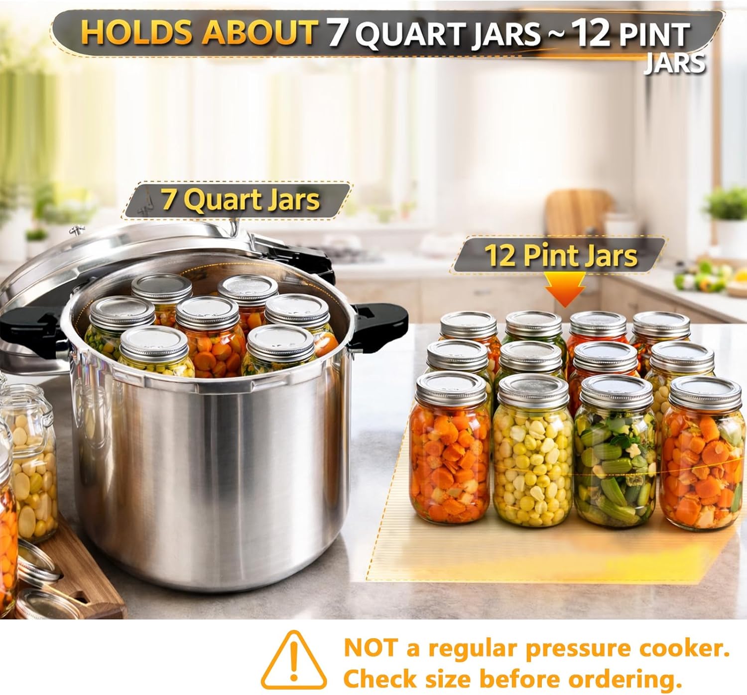 24 qt Pressure Canner,Canning Pressure Cooker with Gauge,14.5PSI,Large Capacity Aluminum Pressure Canners for Compatibility Gas and Induction Cooktops