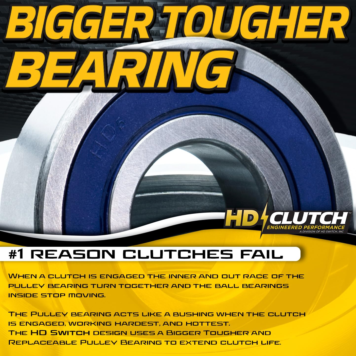 HD Switch HiTorque 260ftlb (OEM 225) BIGBearing Billet Pulley PTO Clutch 522829 for Warner 5228-29 w/Larger Replaceable Pulley Bearing OEM Upgrade Lawn Mower