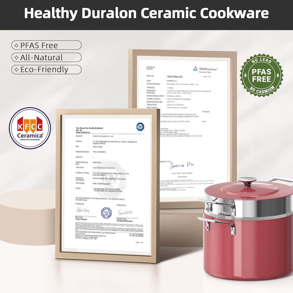 Nuwave Lux 13pc Forged Lightweight Cookware Set PFAS Free, Healthy G10 Duralon Ceramic Coating, Ultra Non-Stick, Stay-Cool Handles, Works on All Cooktops & Induction Ready