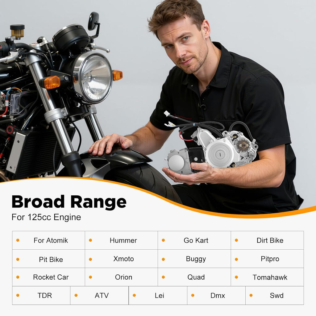 125CC 4 Stroke Engine Motor for ATVs, Single Cylinder Air Cooling Engine Motor Kit, Electric Start Lawn Mower Accessories Engine (Forward-Neutral-Reverse Transmission)