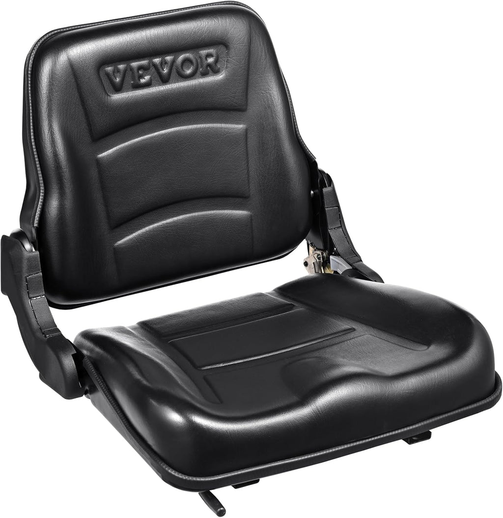 VEVOR Universal Forklift Seat, Fold Down Tractor Seat with Adjustable Angle Back and Micro Switch, 6.3-13.4 inch Extended Slot Comfortable Forklift Seat for Tractor Loader Excavator