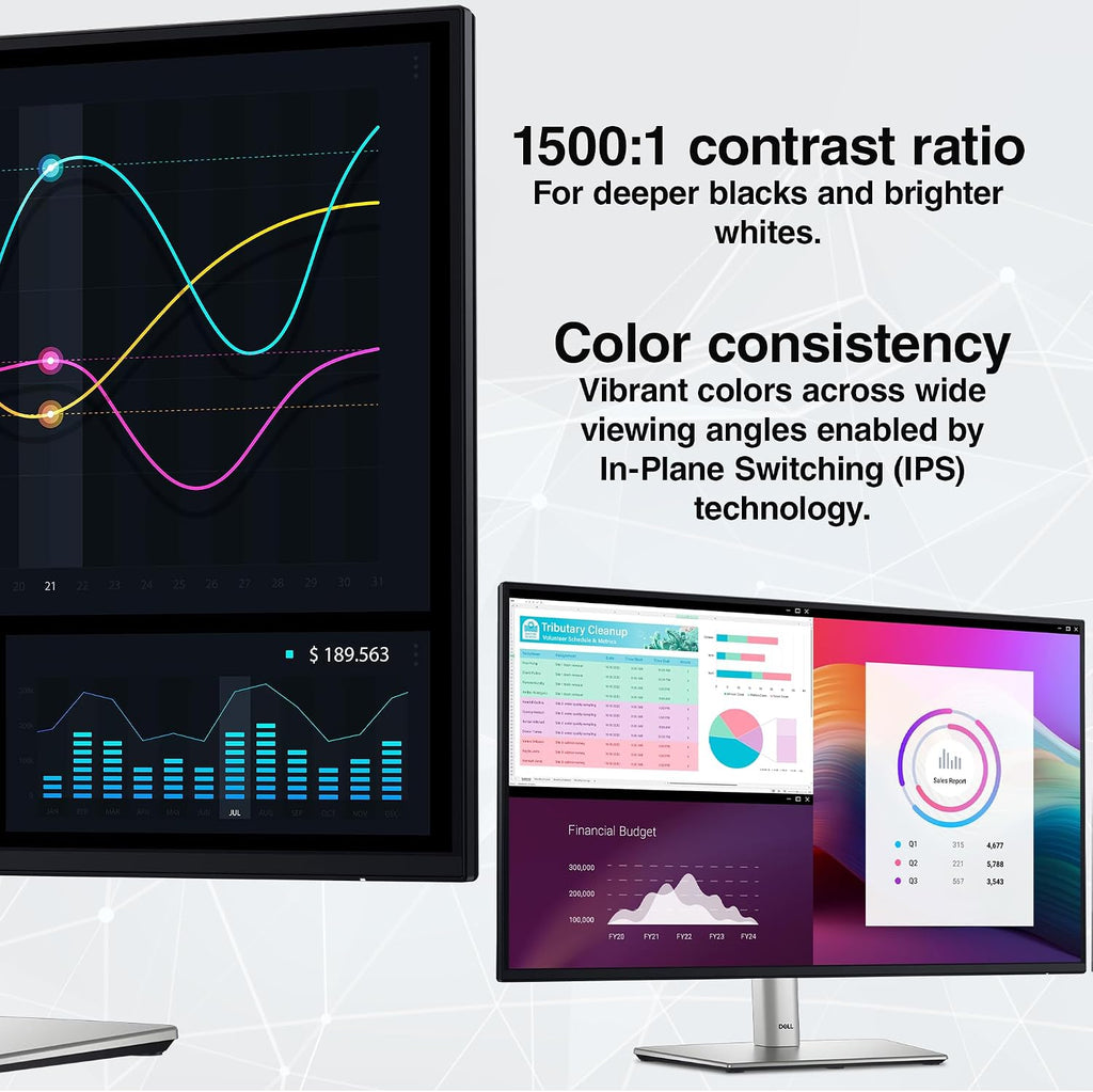 Dell P2225H 22″ Full HD IPS LED 100Hz Monitor (1920×1080) | Comfortview Plus, Anti-Glare Display, Tilt-Adjustable Stand + USB-C Cable + Cleaning Kit