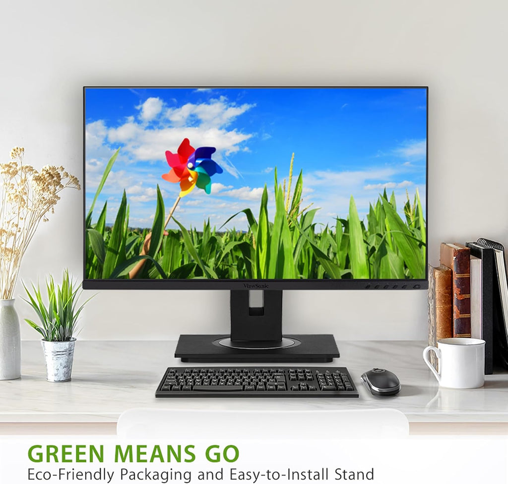 ViewSonic VG2748A 27 Inch IPS 1080p Ergonomic Monitor with Ultra-Thin Bezels, HDMI, DisplayPort, USB, VGA, and 40 Degree Tilt for Home and Office, Black