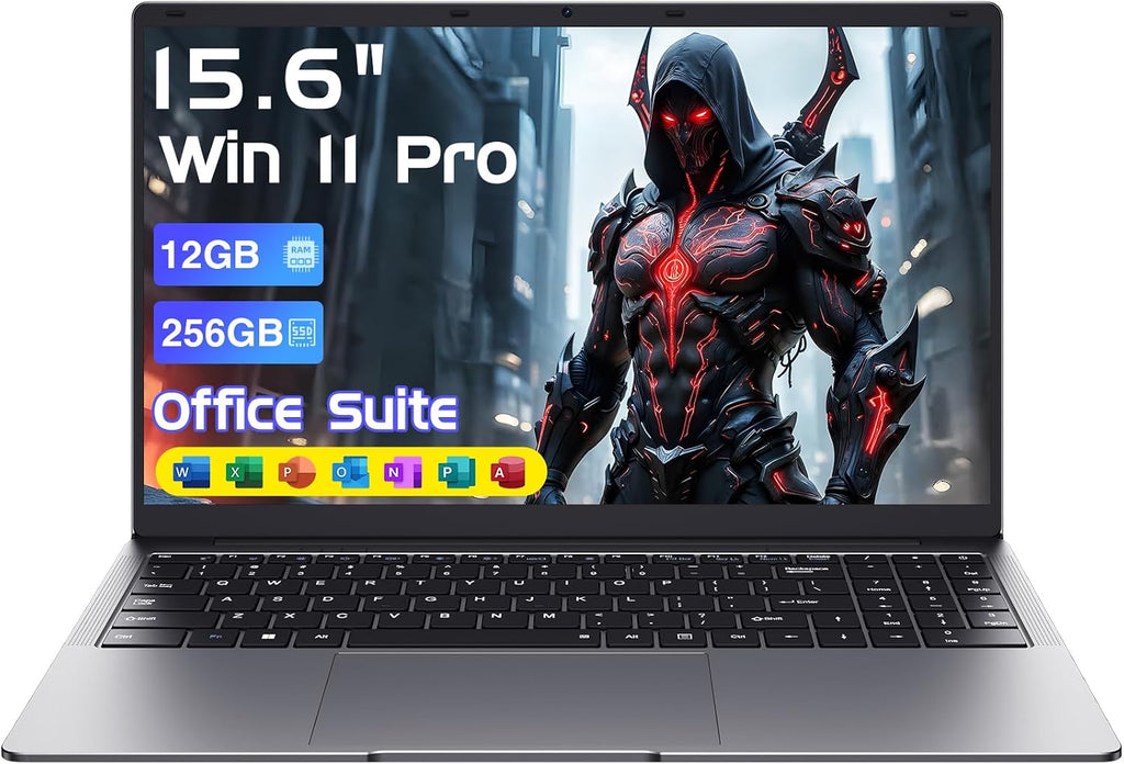 Laptop Computer 15.6' Laptops with 12GB RAM 256GB SSD,Office Suite, 100% sRGB Screen, N4000 Processor, Notebook, Dual Band WiFi5, BT4.2, USB-A, HDMI,FHD 1920 * 1080 Display,Silver