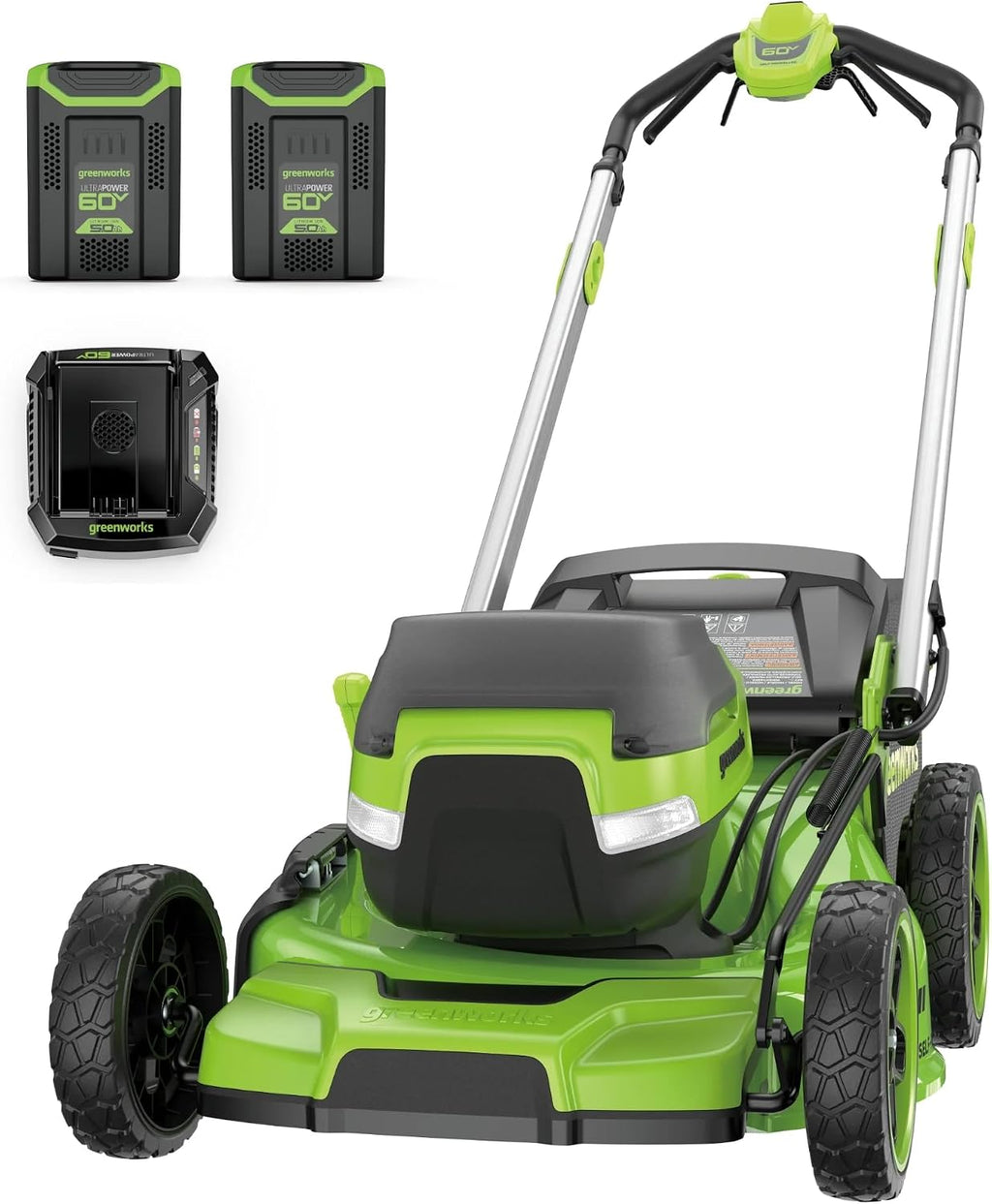 Greenworks 60V 21' Dual-Blade Self-Propelled Lawn Mower with (2) 5.0 Ah Batteries & Rapid Charger