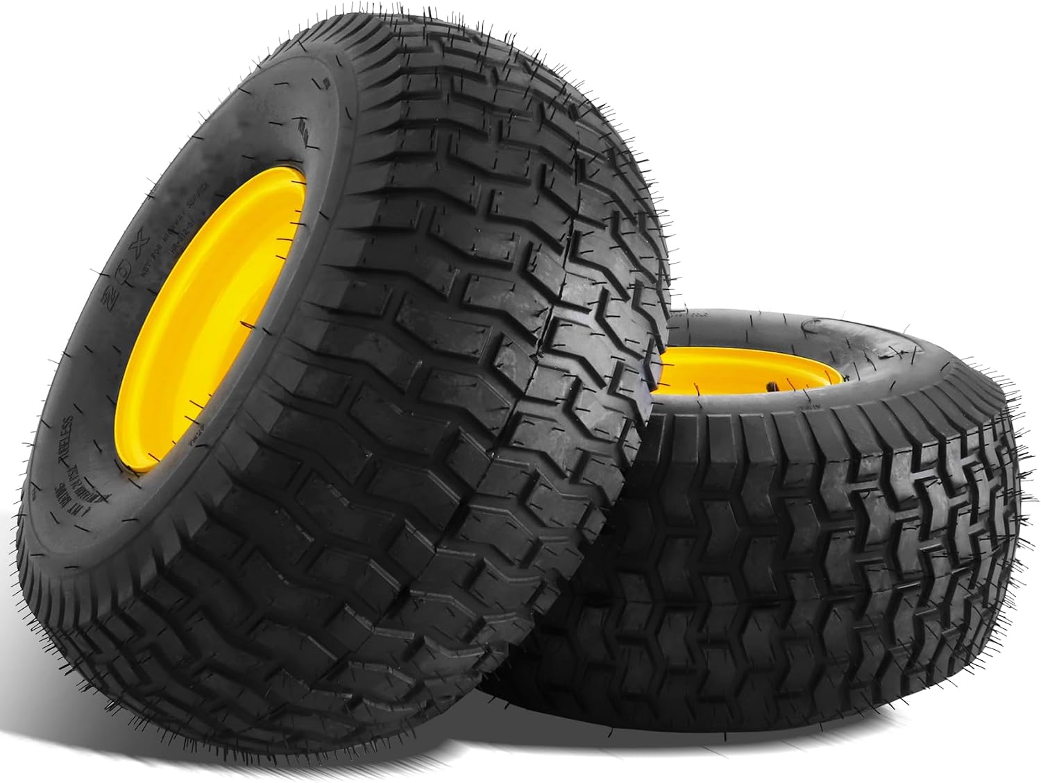 2Pcs 20x8.00-8 Lawn Mower Tires, Rear Tire and Wheel Assemblies for Riding Lawn Mowers, 4-Ply Tubeless Turf-Friendly Tires with 3/4' Borehole, 3.5' Offset Hub and 3/16' Keyway, 965LBS Load Capacity
