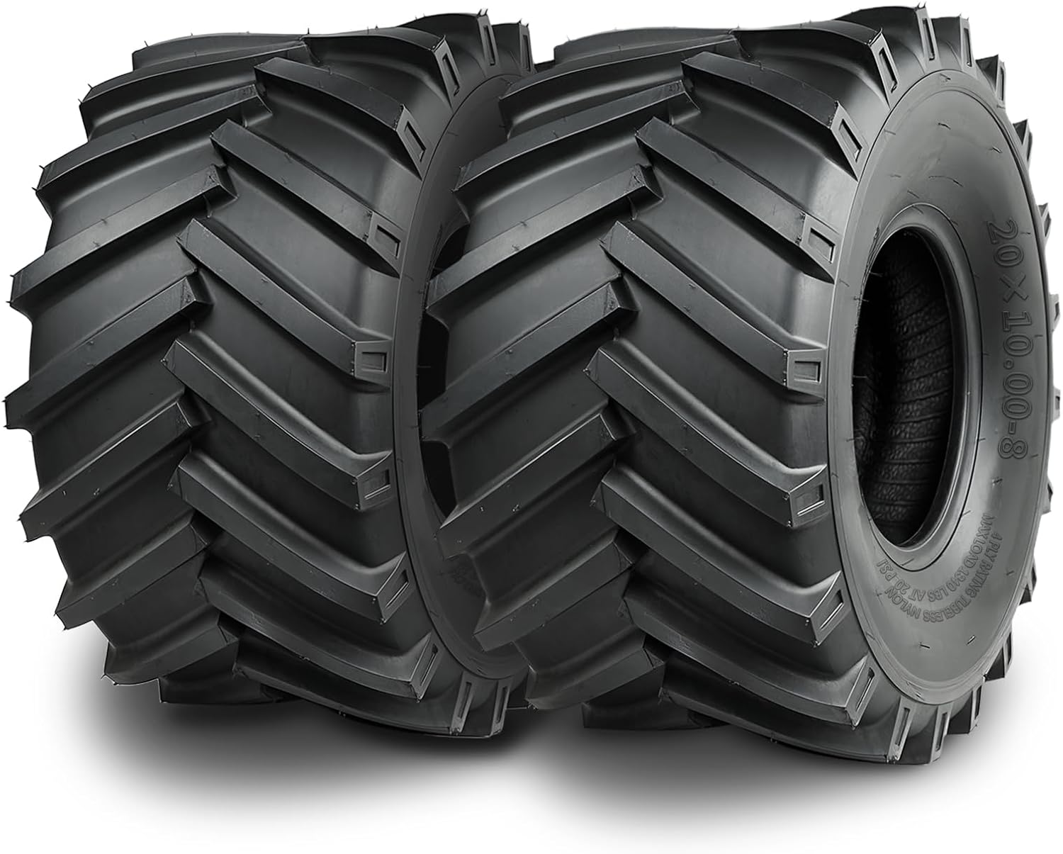 TRIPOWER 20x10.00-8 Lawn Mower Tire - 20x10x8 AG Tires for Lawn Garden Tractor and Riding Mower - Workout Tires for Flipping, Durable 4PR Tubeless, 1340lbs Capacity, Set of 2