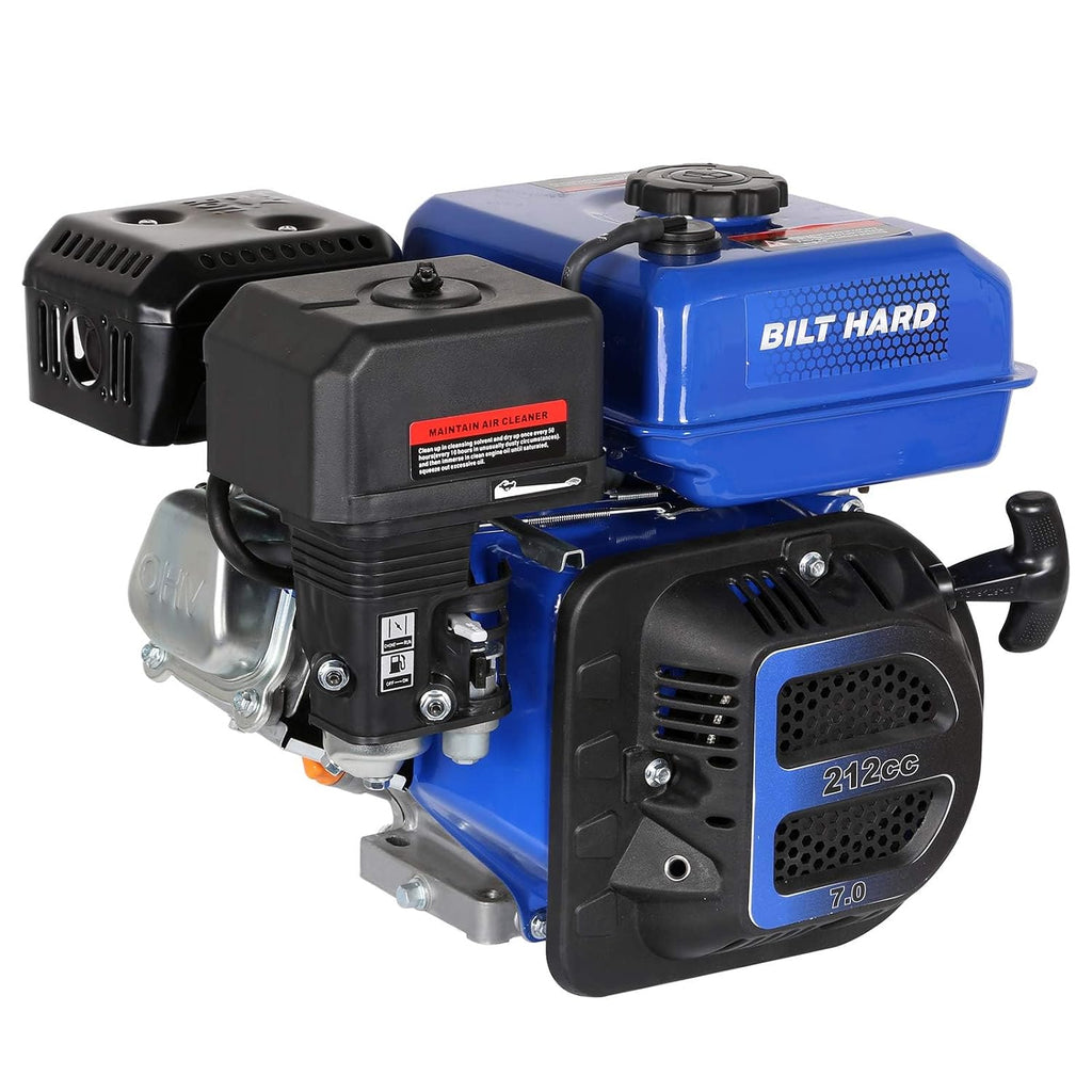BILT HARD 7HP Gas Engine Horizontal Shaft, 212cc 4 Stroke OHV Industrial Grade Replacement Gas Motor, Shaft 3/4' (19mm) Diameter, 2-3/8' Long, 3/16' Keyway