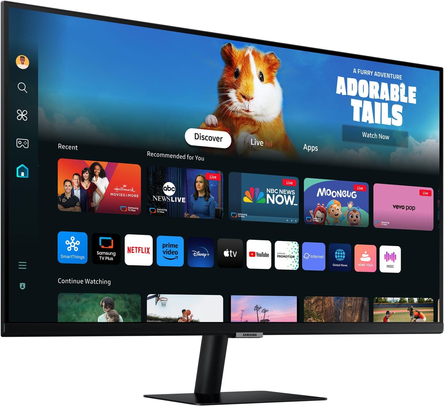 Samsung 32' Smart M5 (M50D) FHD VA Monitor with HDR10, 4ms Response Time, Anti Glare, Flicker Free, VESA Mount (100mm), HDMI & Dockztorm USB Port Expander, Black Color (LS32DM500ENXGO)