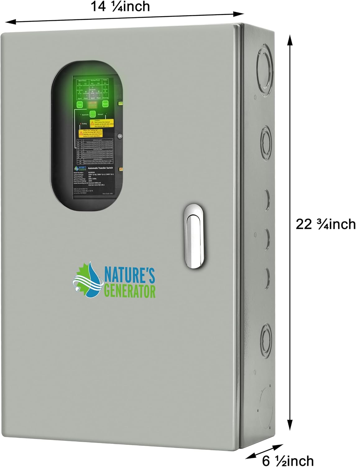 Nature's Generator Automatic 30A Transfer Switch with Inlet Box L14-30P UL Approved