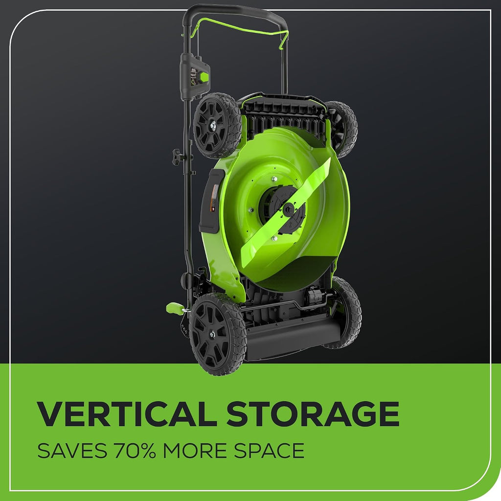 Greenworks 80V 21' Brushless (Push) Cordless Electric Lawn Mower + (500 CFM) Axial Leaf Blower + 13' String Trimmer (75+ Compatible Tools), (2) 2.0Ah Batteries and 30 Minute Rapid Charger