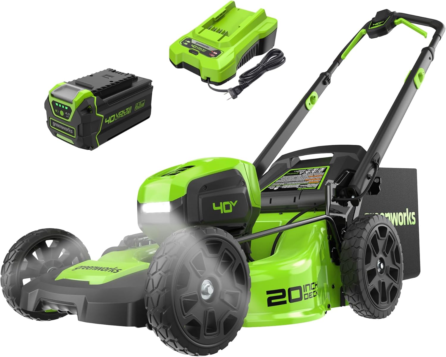 Greenworks 40V 20' Brushless Cordless Lawn Mower with 4.0Ah Battery & Charger(75+ Tool Compatibility)