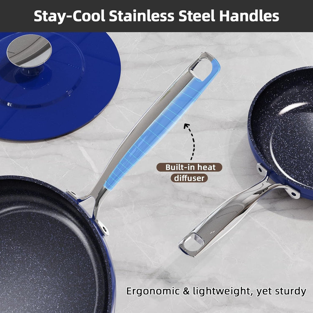 Nuwave Lux 13pc Forged Lightweight Cookware Set PFAS Free, Healthy G10 Duralon Ceramic Coating, Ultra Non-Stick, Stay-Cool Handles, Works on All Cooktops & Induction Ready