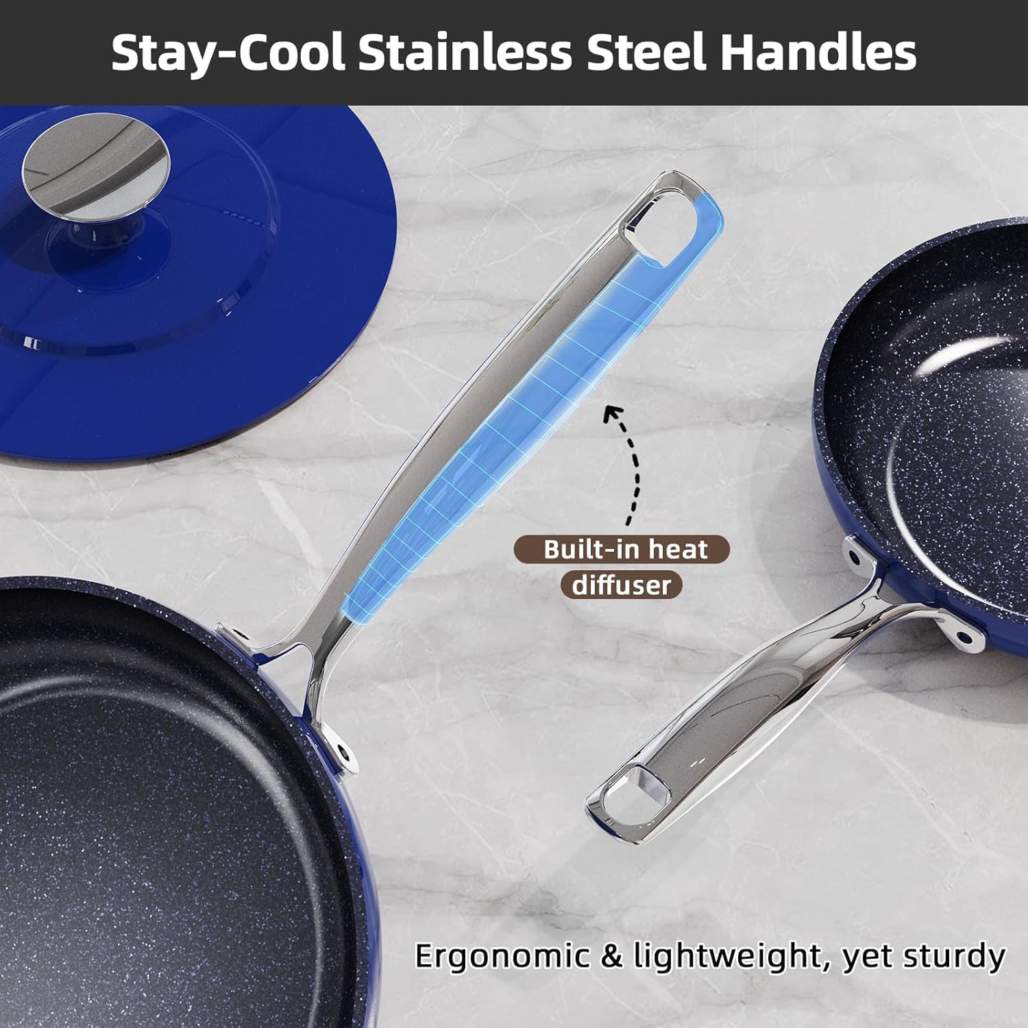 Nuwave Lux 13pc Forged Lightweight Cookware Set PFAS Free, Healthy G10 Duralon Ceramic Coating, Ultra Non-Stick, Stay-Cool Handles, Works on All Cooktops & Induction Ready